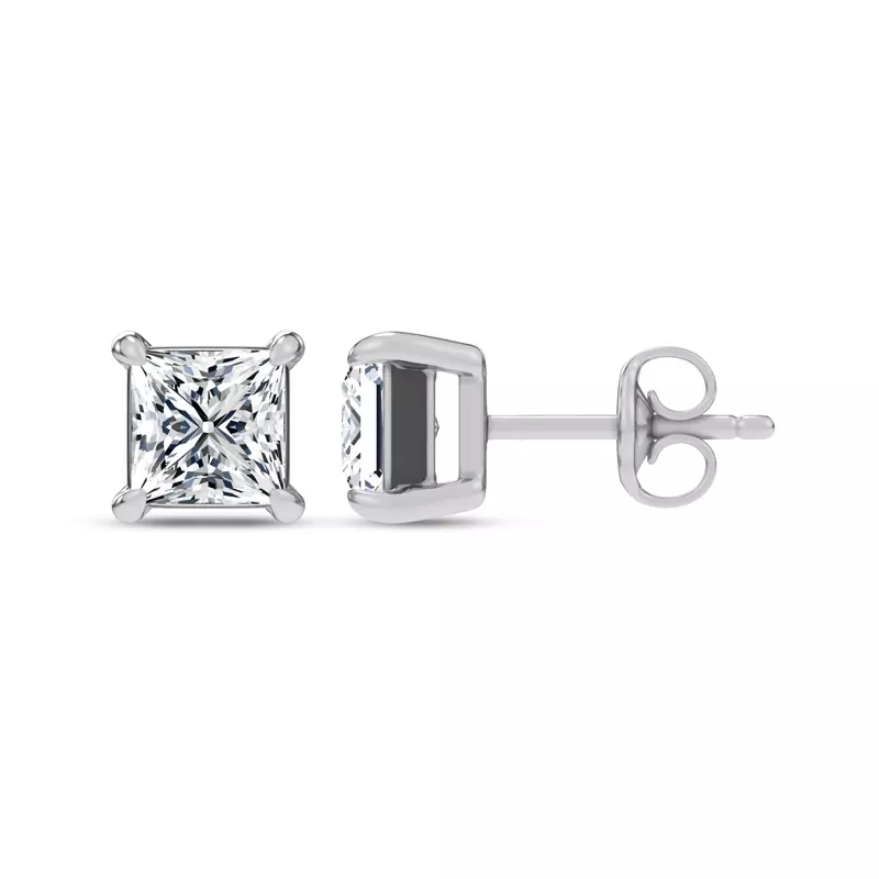 14K White Gold Midnight Halo Princess Lab Stud Earrings (2 ct. tw.) by Christian Siriano