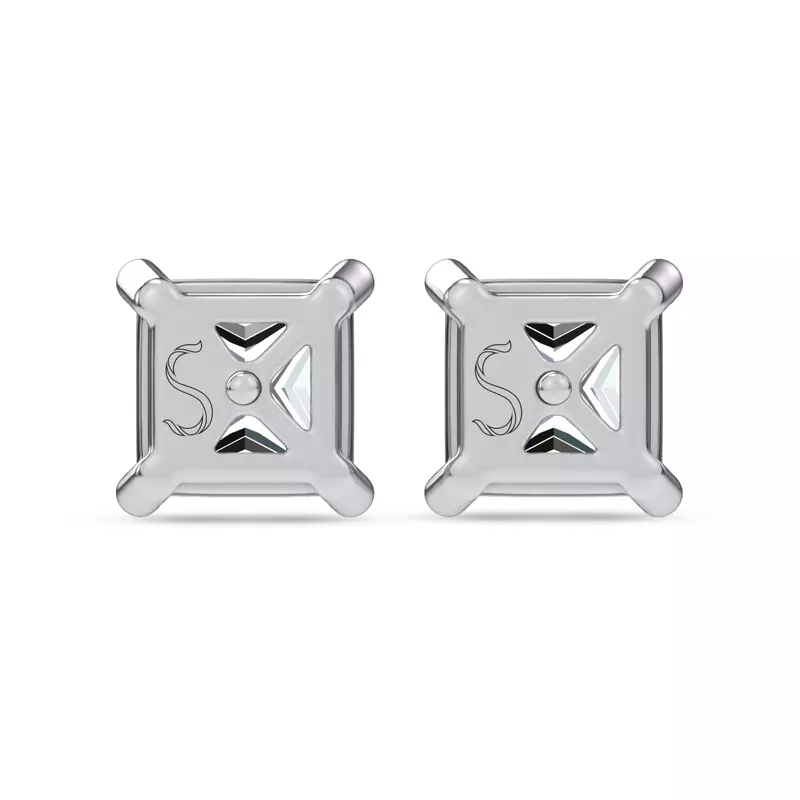14K White Gold Midnight Halo Princess Lab Stud Earrings (2 ct. tw.) by Christian Siriano