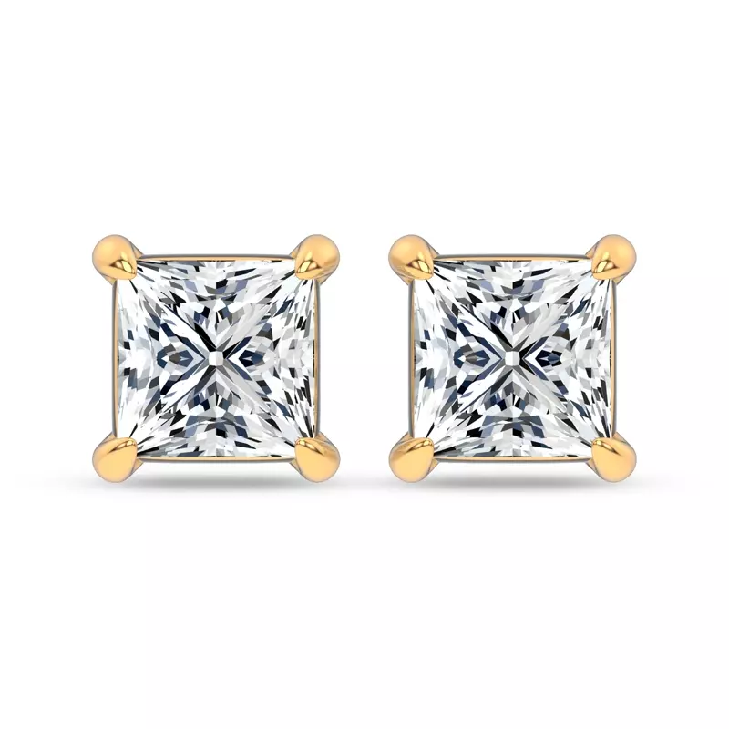 14K Yellow Gold Midnight Halo Princess Lab Stud Earrings (2 ct. tw.) by Christian Siriano