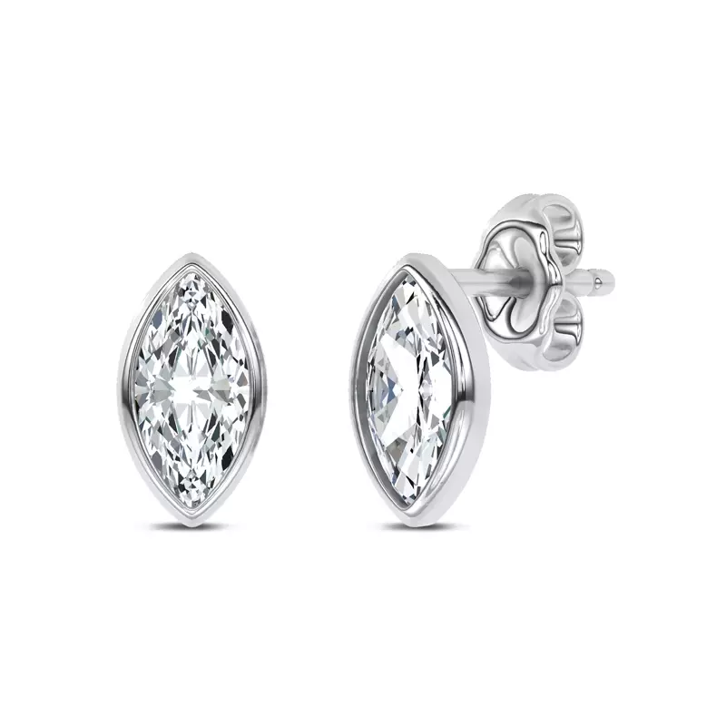 14K White Gold Maravina Bezel Lab Studs by Christian Siriano