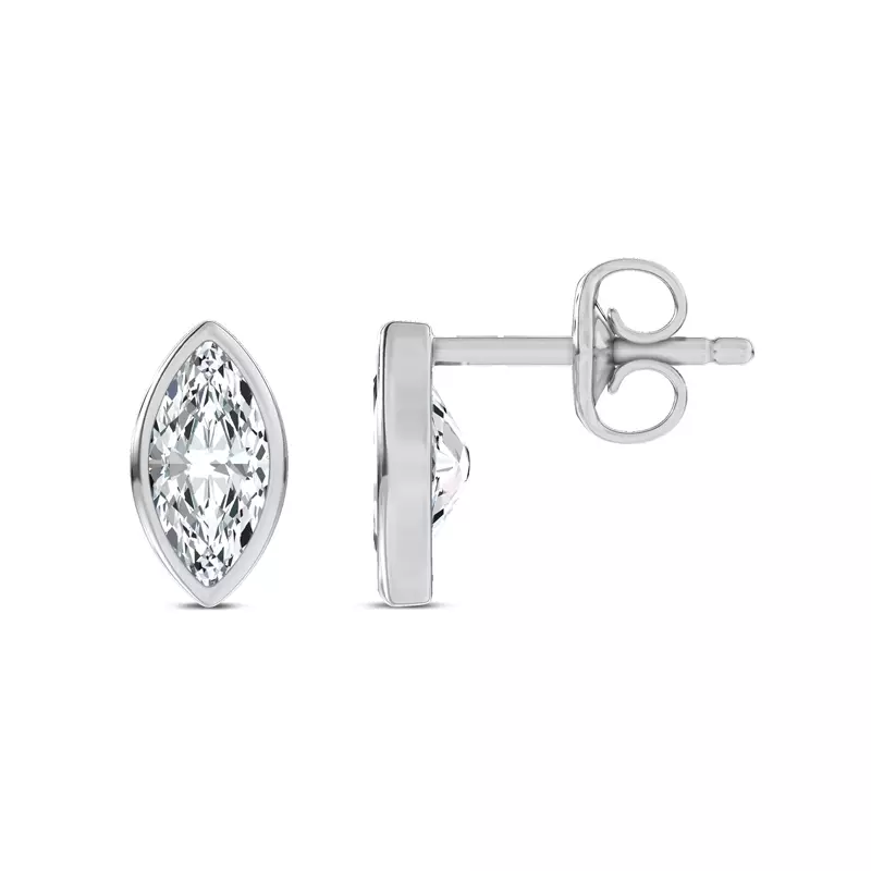 14K White Gold Maravina Bezel Lab Studs by Christian Siriano