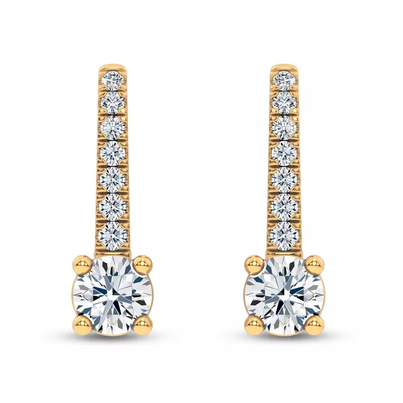 14K Yellow Gold Leverback Lab Diamond Drop Earrings