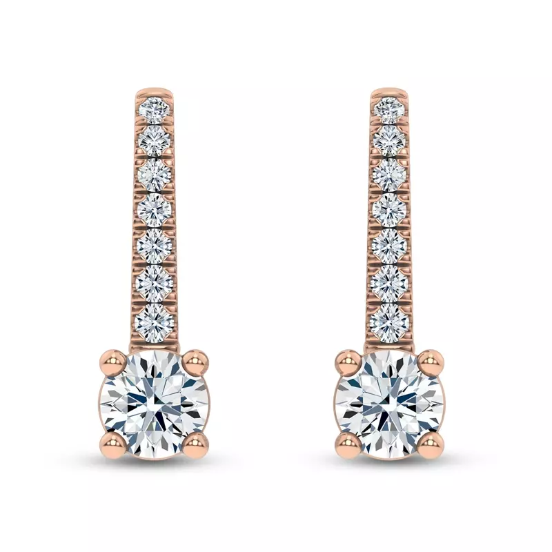18K Rose Gold Leverback Diamond Drop Earrings