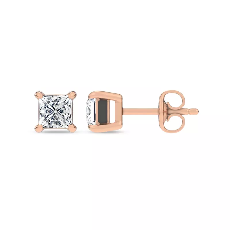 14K Rose Gold Midnight Halo Princess Lab Stud Earrings (1 ct. tw.) by Christian Siriano