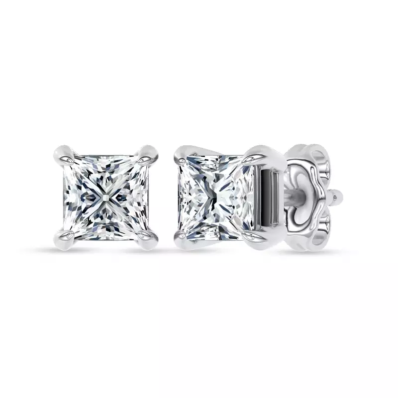 14K White Gold Midnight Halo Princess Lab Stud Earrings (1 ct. tw.) by Christian Siriano