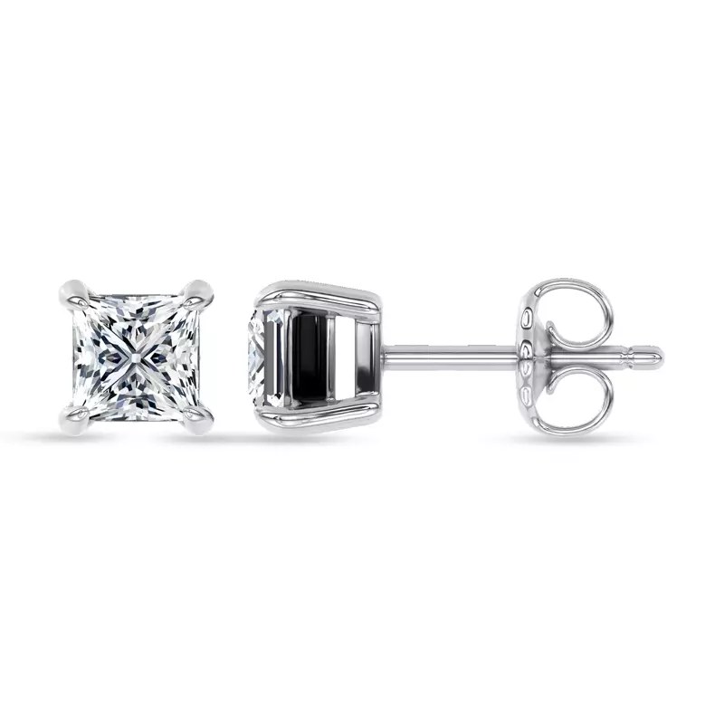 14K White Gold Midnight Halo Princess Lab Stud Earrings (1 ct. tw.) by Christian Siriano