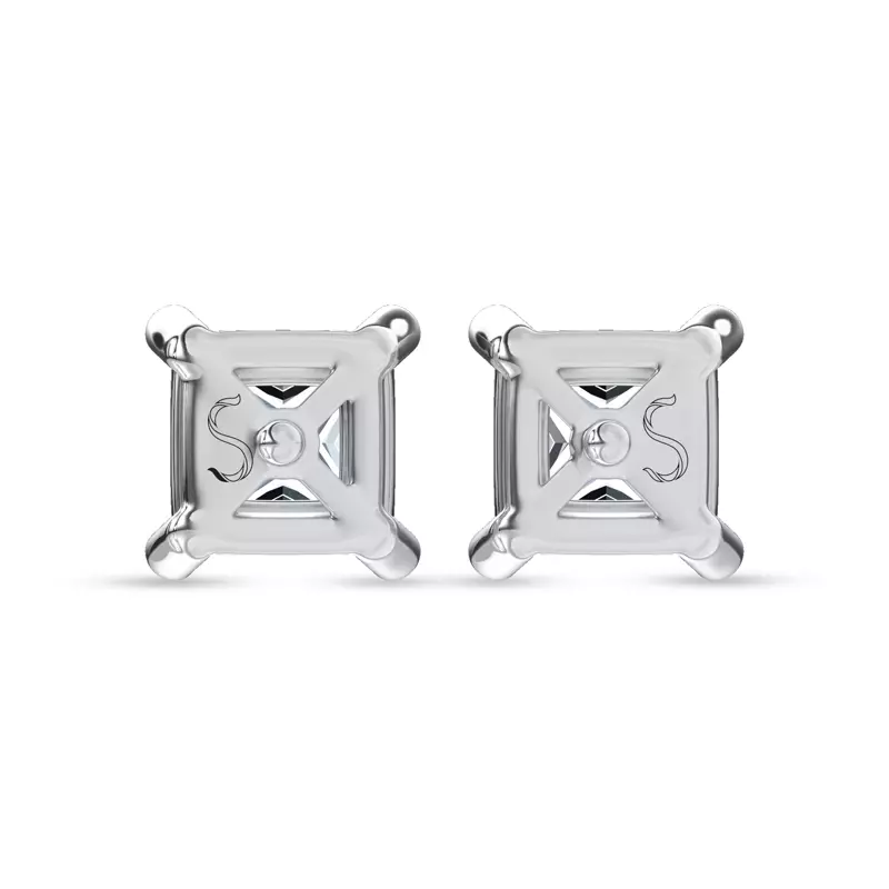 14K White Gold Midnight Halo Princess Lab Stud Earrings (1 ct. tw.) by Christian Siriano