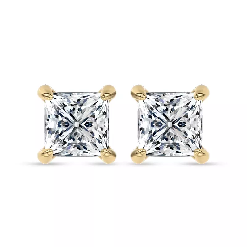 14K Yellow Gold Midnight Halo Princess Lab Stud Earrings (1 ct. tw.) by Christian Siriano