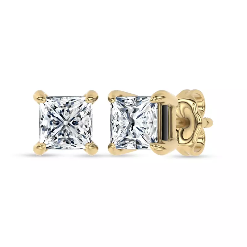 14K Yellow Gold Midnight Halo Princess Lab Stud Earrings (1 ct. tw.) by Christian Siriano