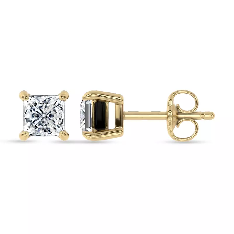 14K Yellow Gold Midnight Halo Princess Lab Stud Earrings (1 ct. tw.) by Christian Siriano