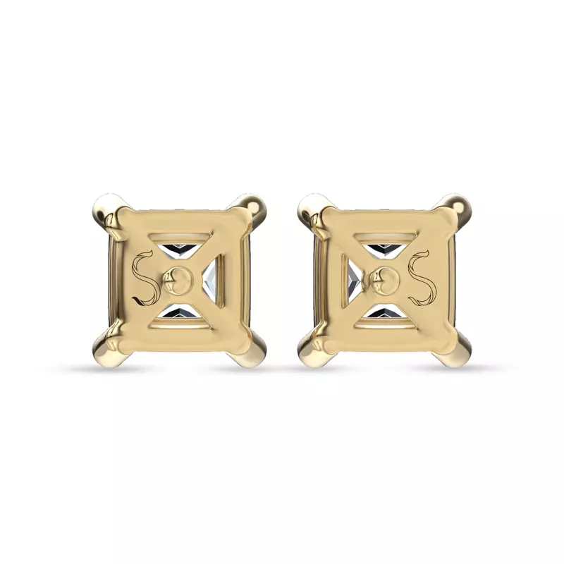 14K Yellow Gold Midnight Halo Princess Lab Stud Earrings (1 ct. tw.) by Christian Siriano