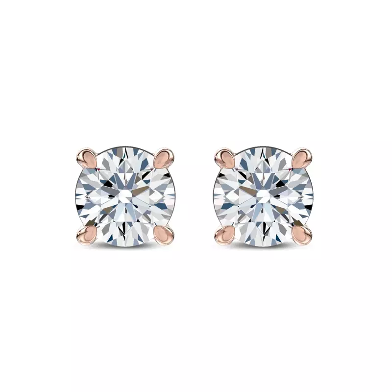 14K Rose Gold SS Round Lab Diamond Stud Earrings (1 ct. tw.)