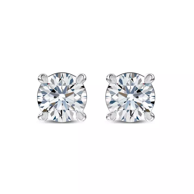 14K White Gold SS Round Lab Diamond Stud Earrings (1 ct. tw.)