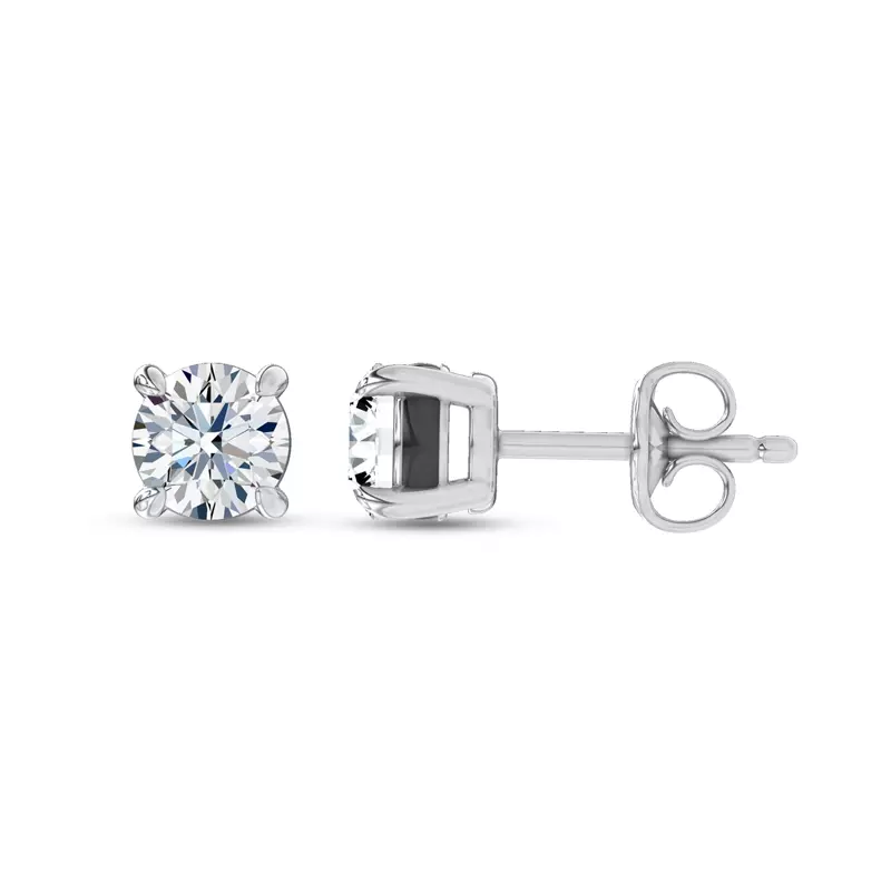 14K White Gold SS Round Lab Diamond Stud Earrings (1 ct. tw.)