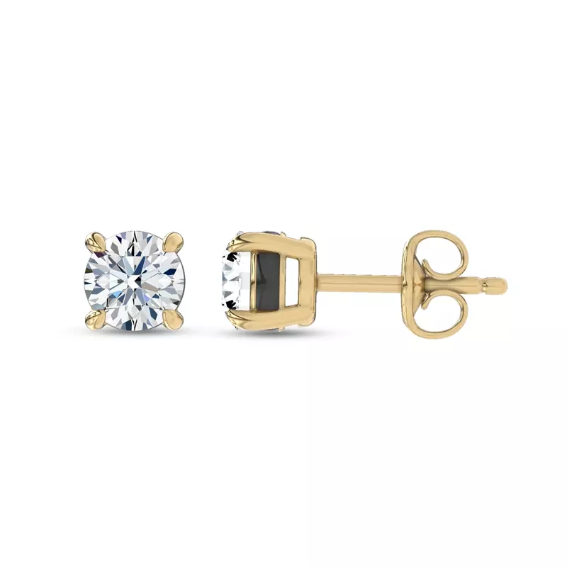 14K Yellow Gold SS Round Lab Diamond Stud Earrings (1 ct. tw.)