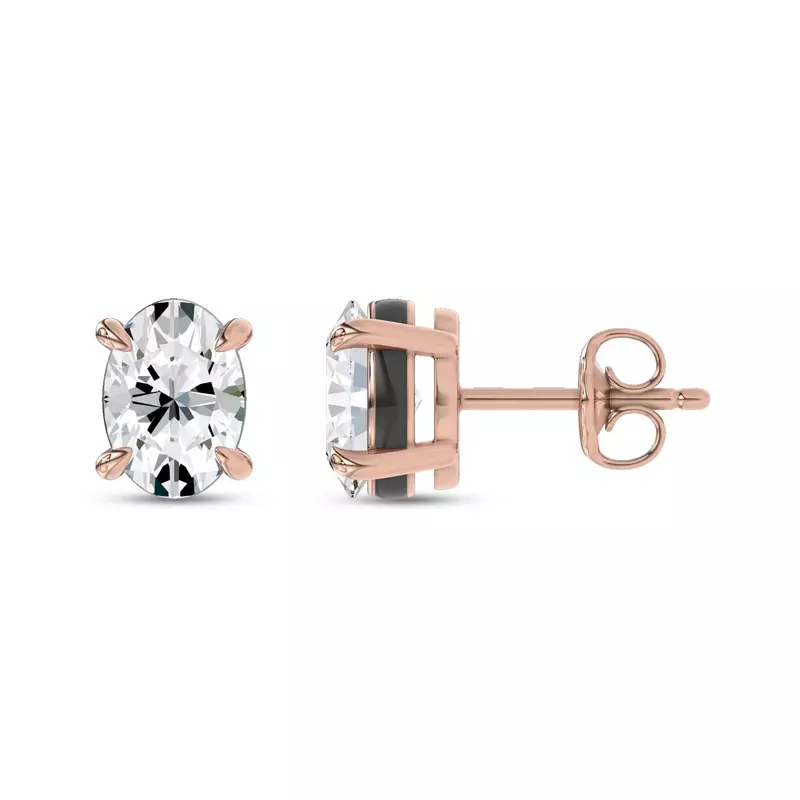 14K Rose Gold Midnight Halo Oval Lab Stud Earrings (1 ct. tw.) by Christian Siriano