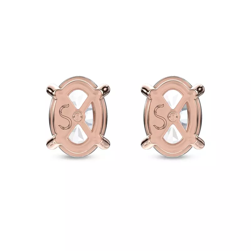14K Rose Gold Midnight Halo Oval Lab Stud Earrings (1 ct. tw.) by Christian Siriano