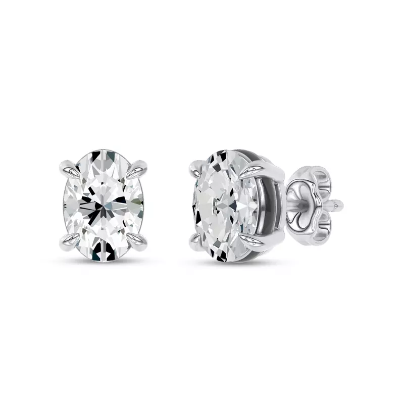 14K White Gold Midnight Halo Oval Lab Stud Earrings (1 ct. tw.) by Christian Siriano