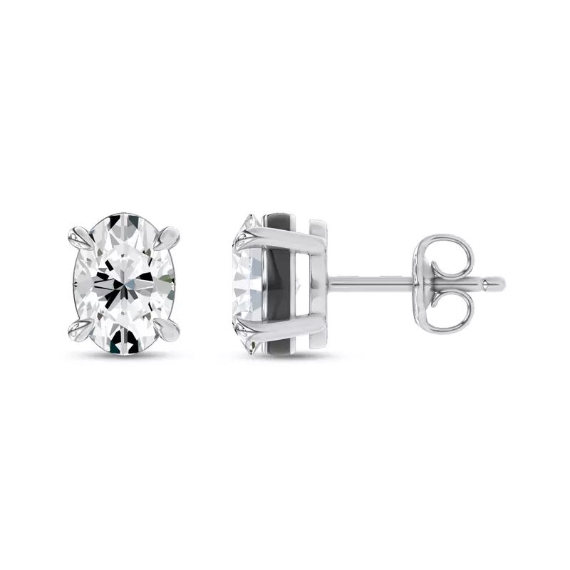14K White Gold Midnight Halo Oval Lab Stud Earrings (1 ct. tw.) by Christian Siriano