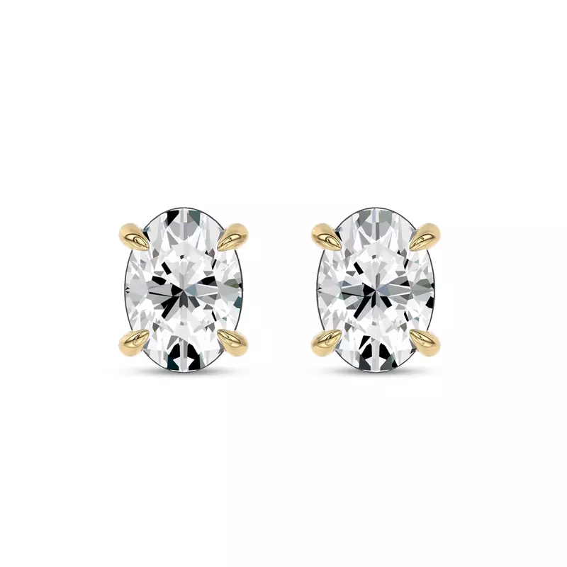 14K Yellow Gold Midnight Halo Oval Lab Stud Earrings (1 ct. tw.) by Christian Siriano