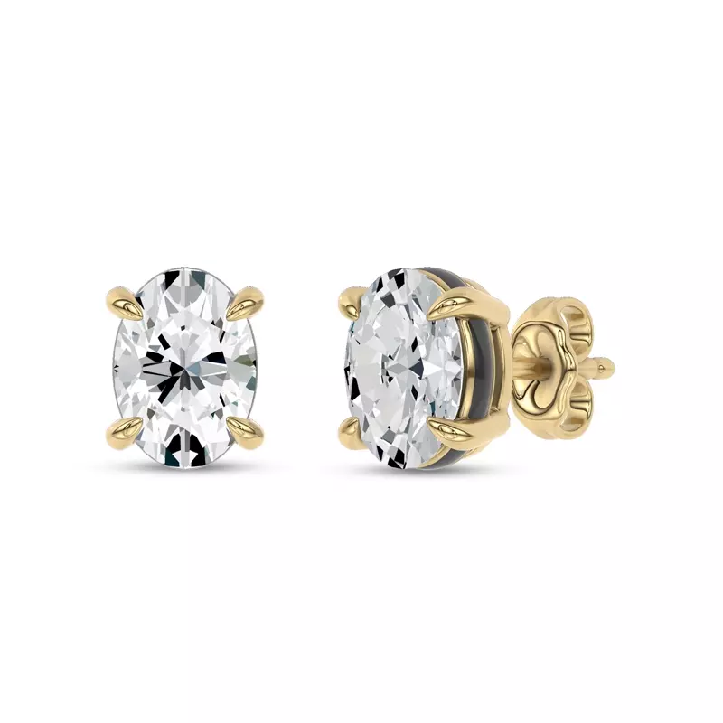 14K Yellow Gold Midnight Halo Oval Lab Stud Earrings (1 ct. tw.) by Christian Siriano