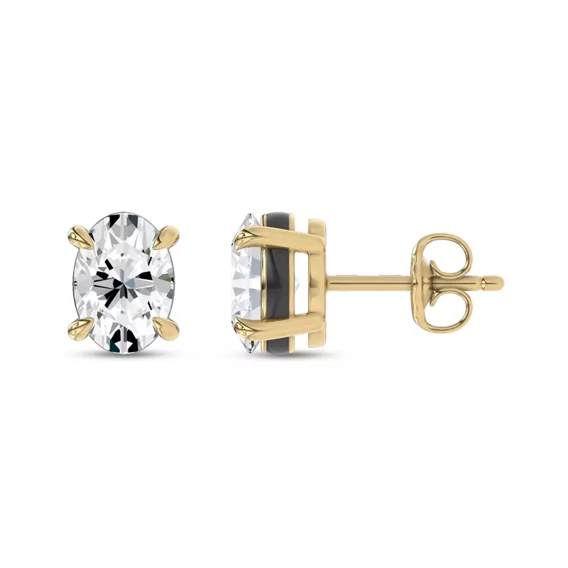 14K Yellow Gold Midnight Halo Oval Lab Stud Earrings (1 ct. tw.) by Christian Siriano