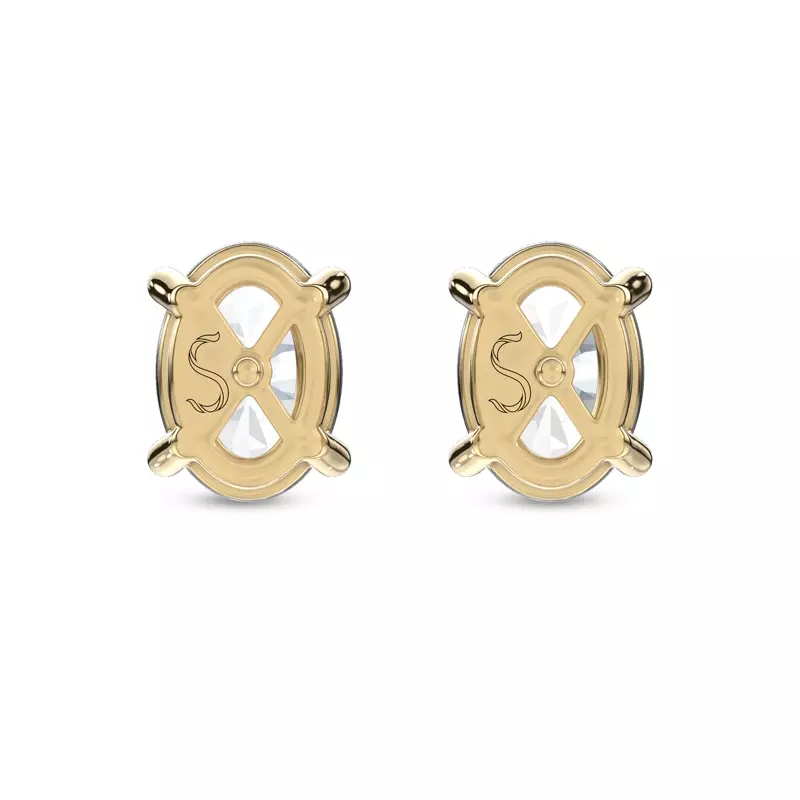 14K Yellow Gold Midnight Halo Oval Lab Stud Earrings (1 ct. tw.) by Christian Siriano