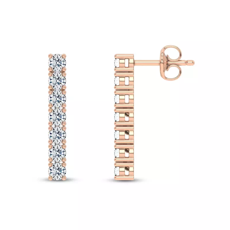 18K Rose Gold Ligne Lab Diamond Drop Earrings (1 ct. tw.)