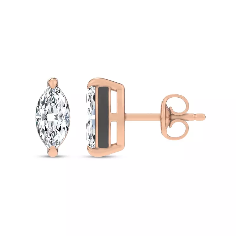 14K Rose Gold Midnight Halo Marquise Lab Stud Earrings (1 ct. tw.) by Christian Siriano