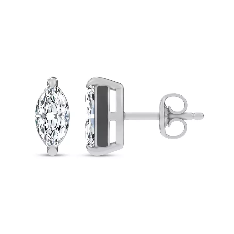 14K White Gold Midnight Halo Marquise Lab Stud Earrings (1 ct. tw.) by Christian Siriano