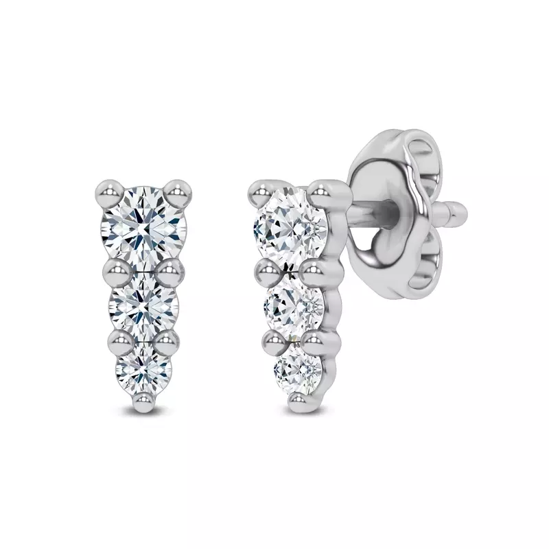14K White Gold Icicle Drop Diamond Earrings