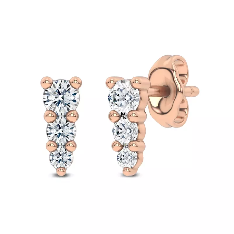 18K Rose Gold Icicle Drop Lab Diamond Earrings