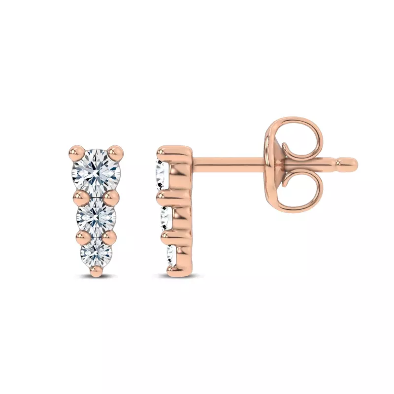 18K Rose Gold Icicle Drop Lab Diamond Earrings