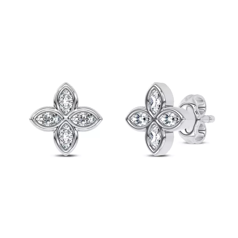 14K White Gold Maravina Rosette Lab Studs by Christian Siriano