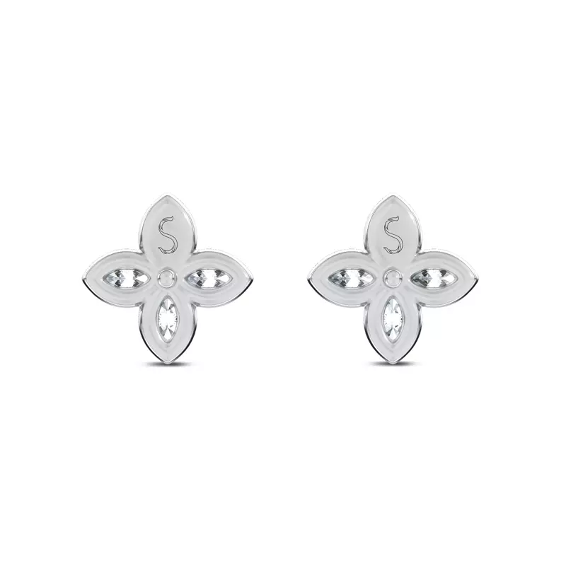 14K White Gold Maravina Rosette Lab Studs by Christian Siriano