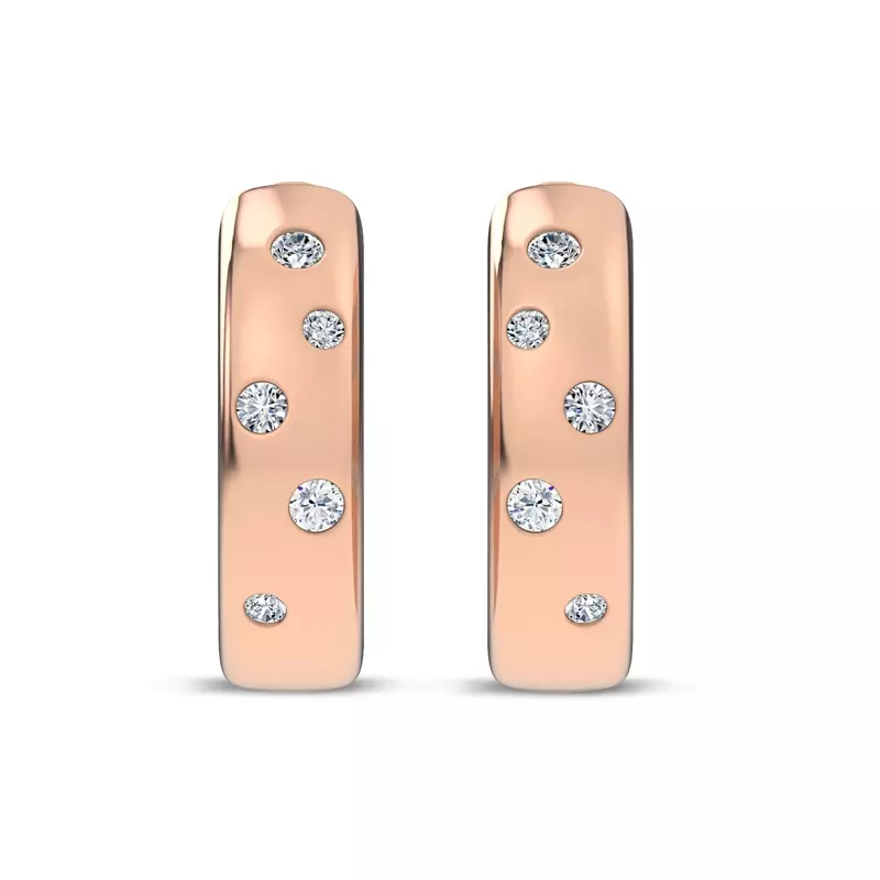 14K Rose Gold Lustra Lab Diamond Huggies