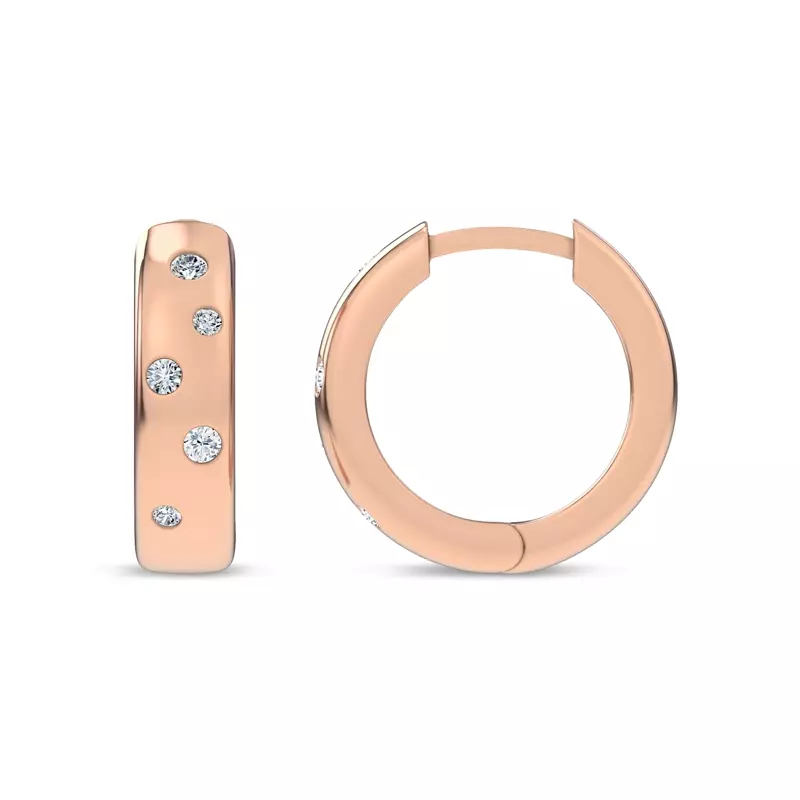 14K Rose Gold Lustra Diamond Huggies