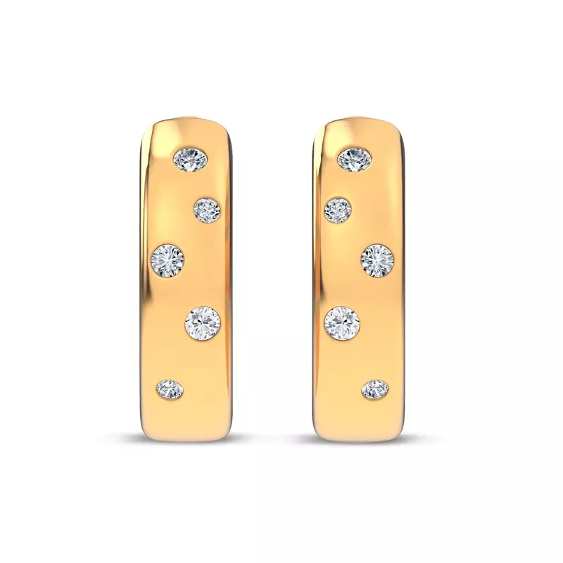 14K Yellow Gold Lustra Lab Diamond Huggies