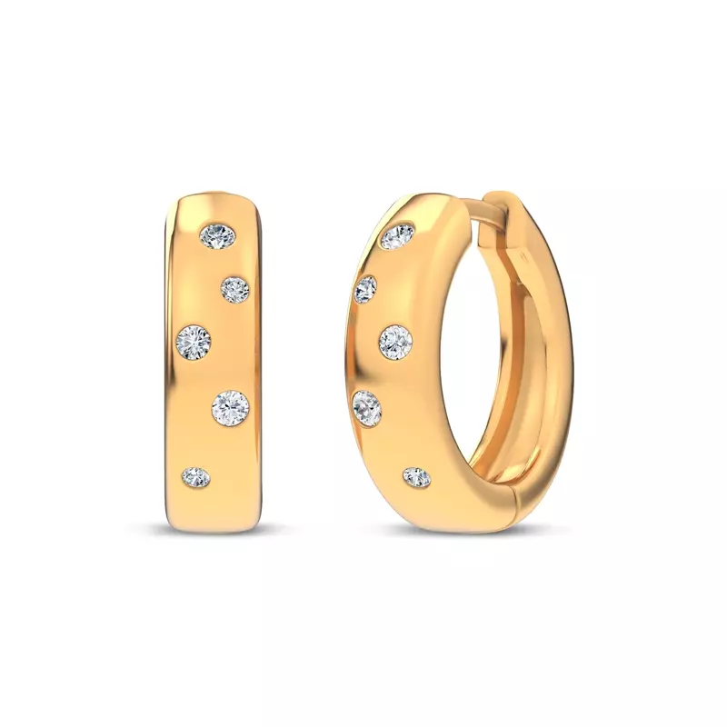 14K Yellow Gold Lustra Lab Diamond Huggies