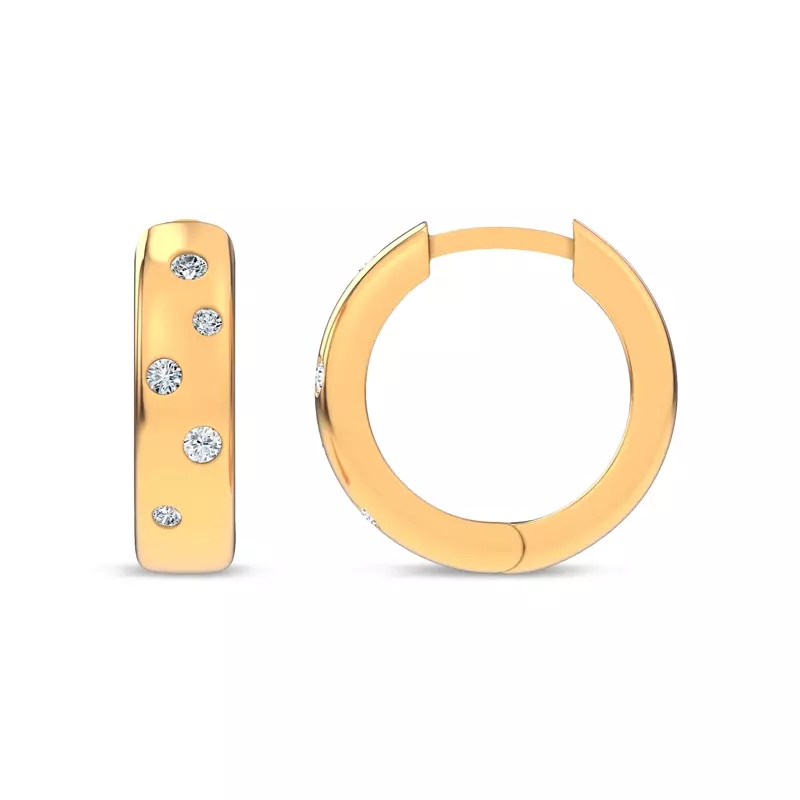 14K Yellow Gold Lustra Lab Diamond Huggies