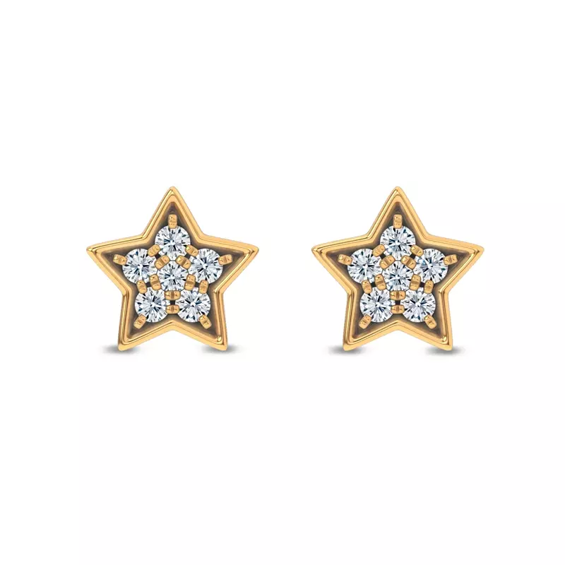 14K Yellow Gold Starbright Lab Diamond Earrings