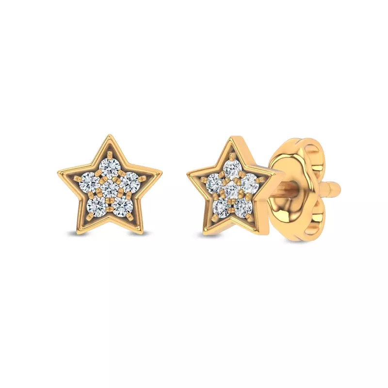 14K Yellow Gold Starbright Lab Diamond Earrings