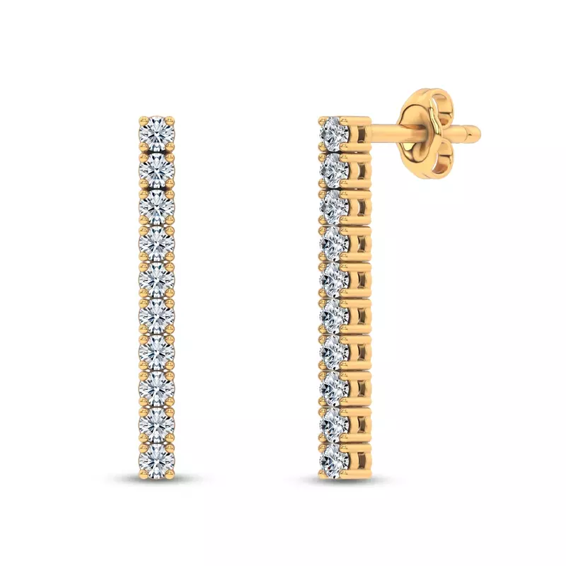 14K Yellow Gold Ligne Diamond Drop Earrings (1/3 ct. tw.)