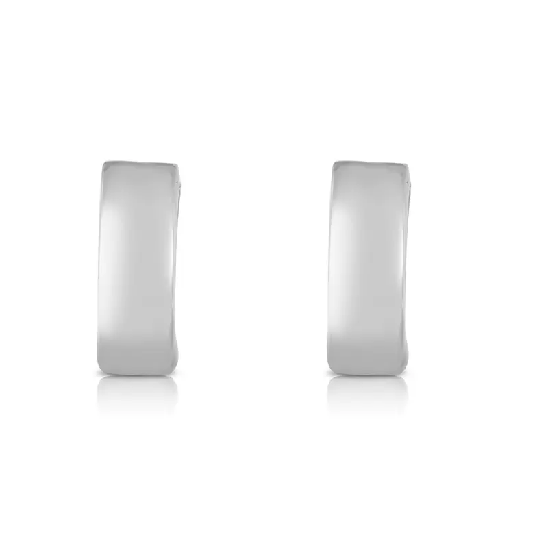14K White Gold Petite Huggie Hoop Earrings (15mm)