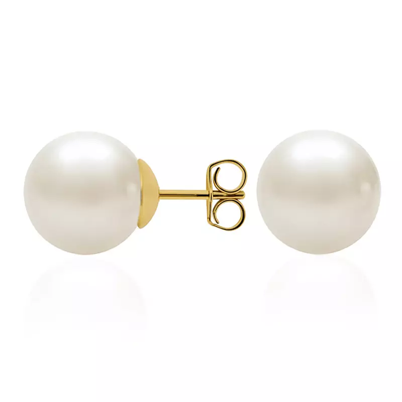 14K Yellow Gold Classic Freshwater Pearl Stud (10-11mm)
