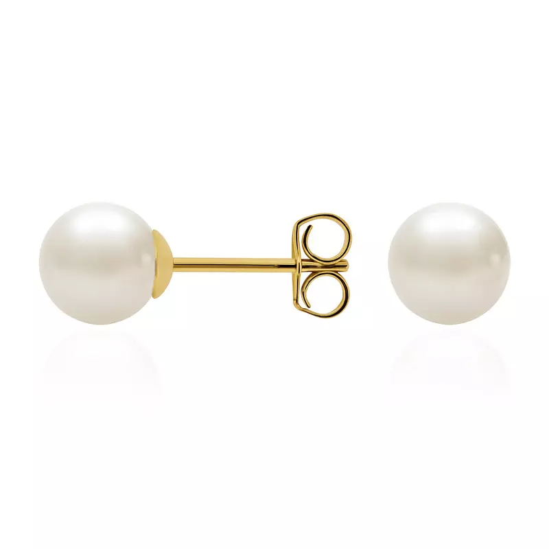 14K Yellow Gold Classic Freshwater Pearl Stud (5-6mm)