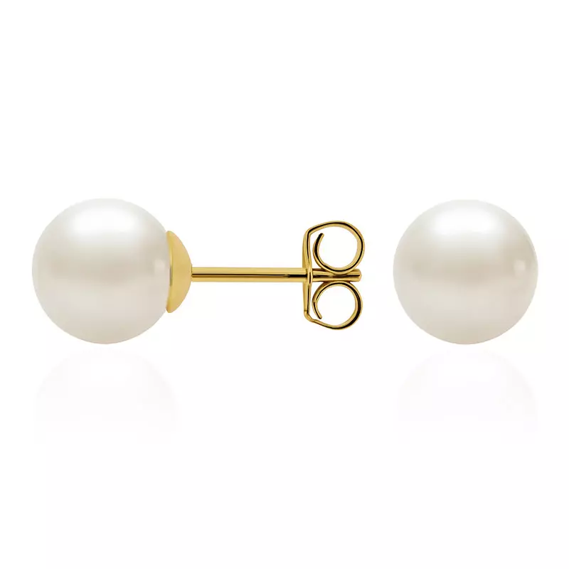14K Yellow Gold Classic Freshwater Pearl Stud (6-7mm)