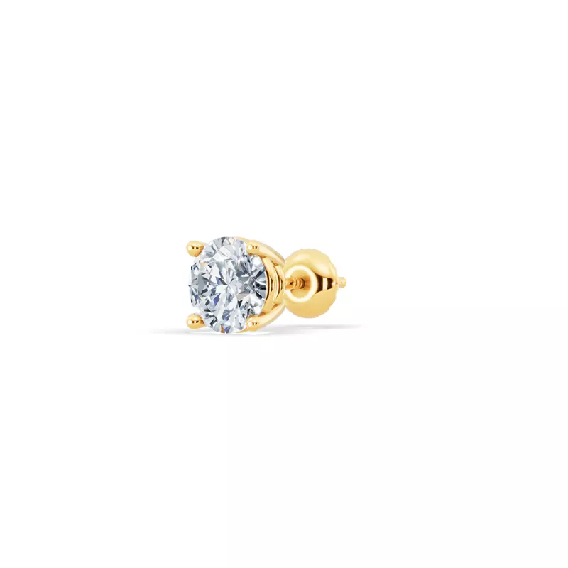 18K Yellow Gold Single Diamond Screw Back Stud Earring (3/4ct)