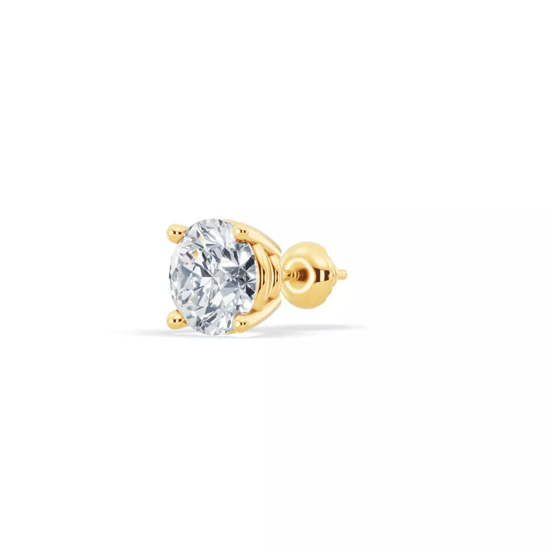 18K Yellow Gold Single Diamond Screw Back Stud Earring (1.5ct)