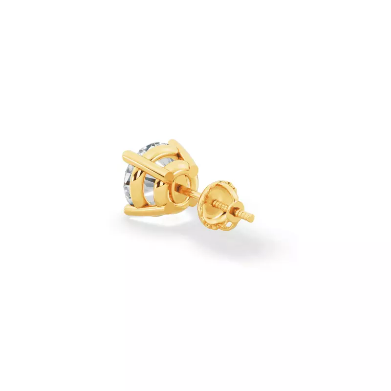 18K Yellow Gold Single Diamond Screw Back Stud Earring (1.5ct)